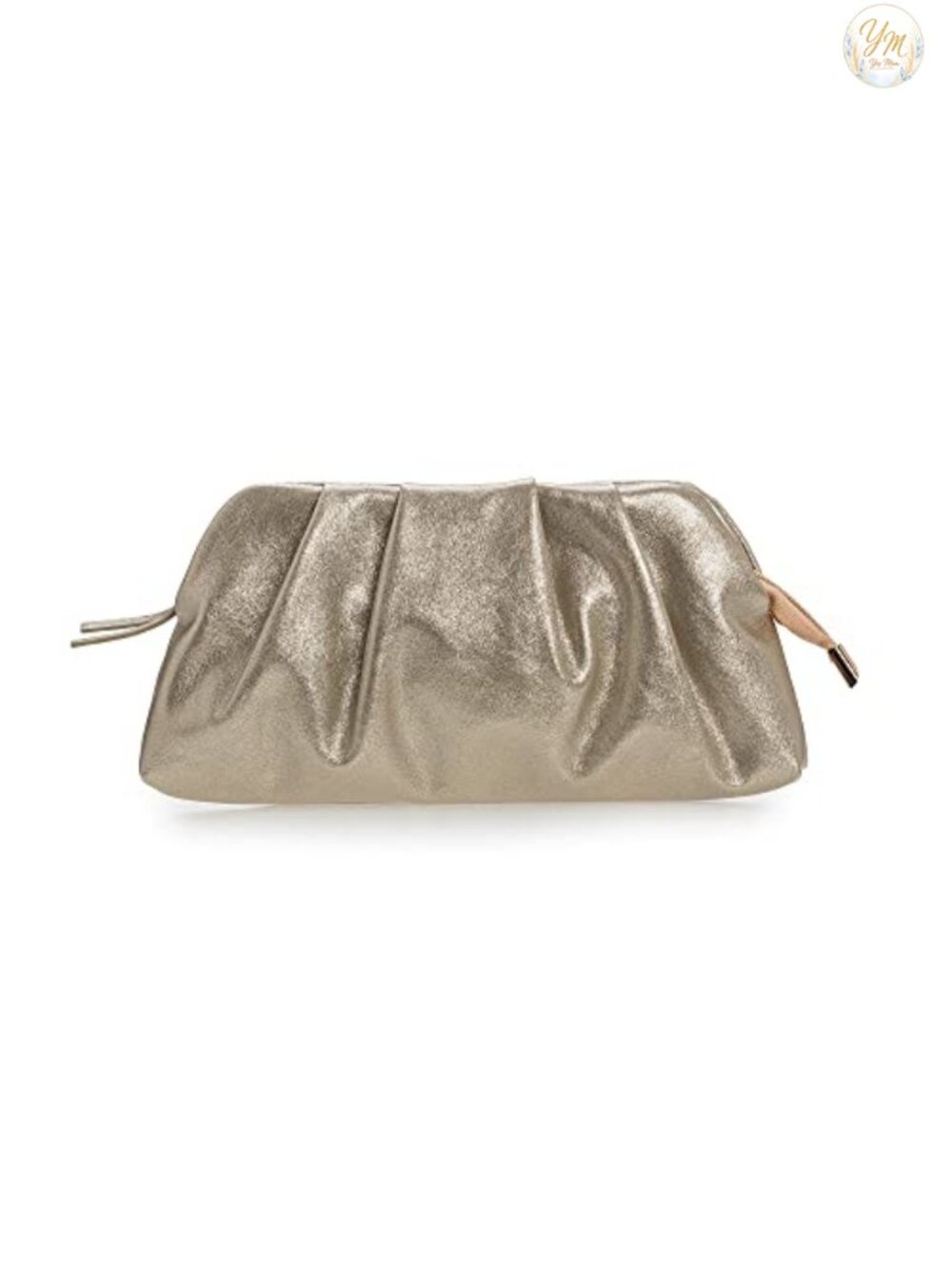 Soft Vegan Leather Pleated Clutch Evening Purse with Chain Strap